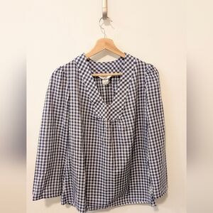 Levi's Vintage Blue Gingham V-neck Blouse Women's Size Small